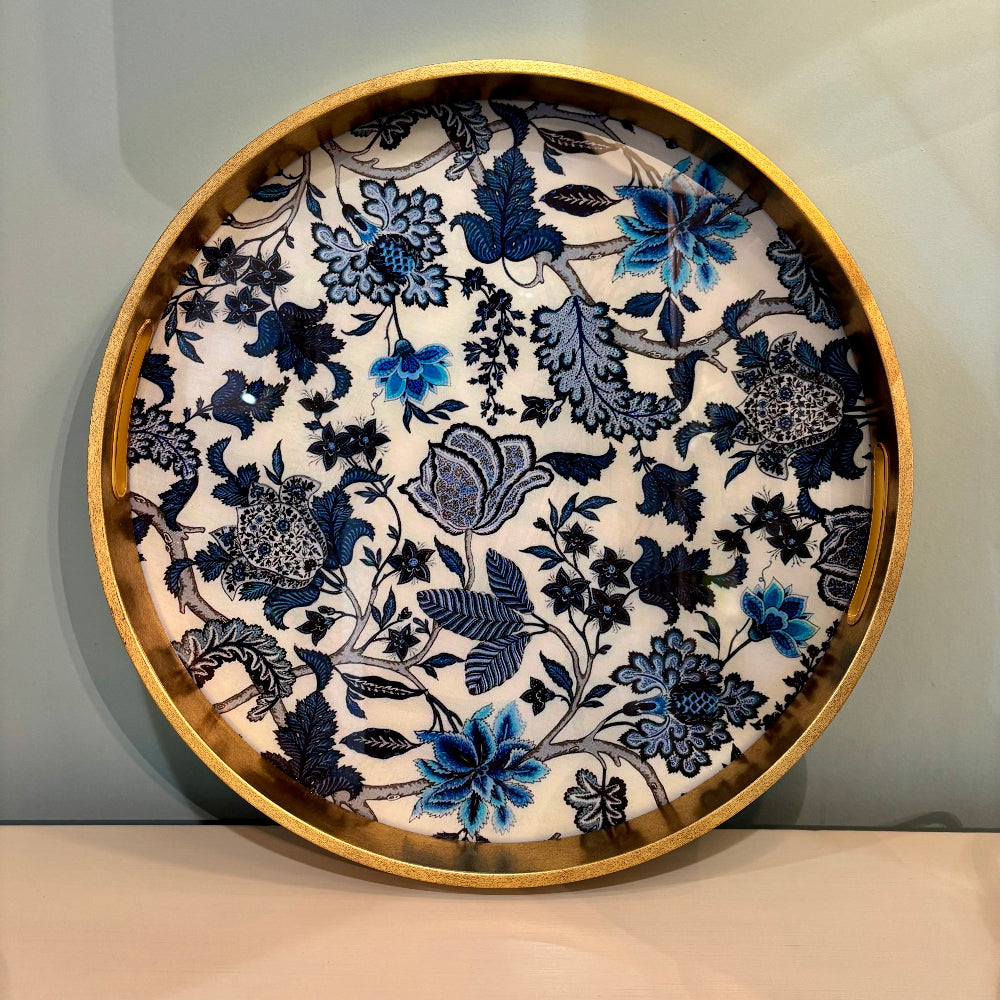 Blue Floral Tray