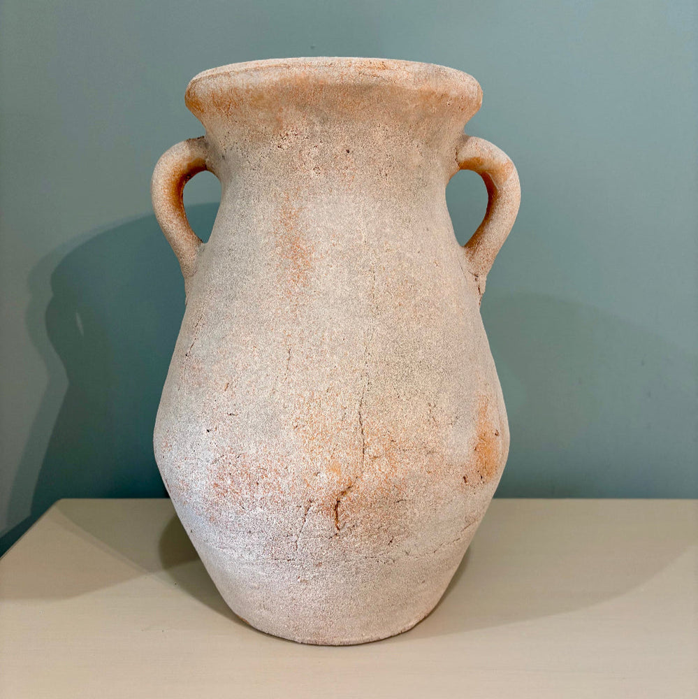 Distressed Terracotta Vase with Handles