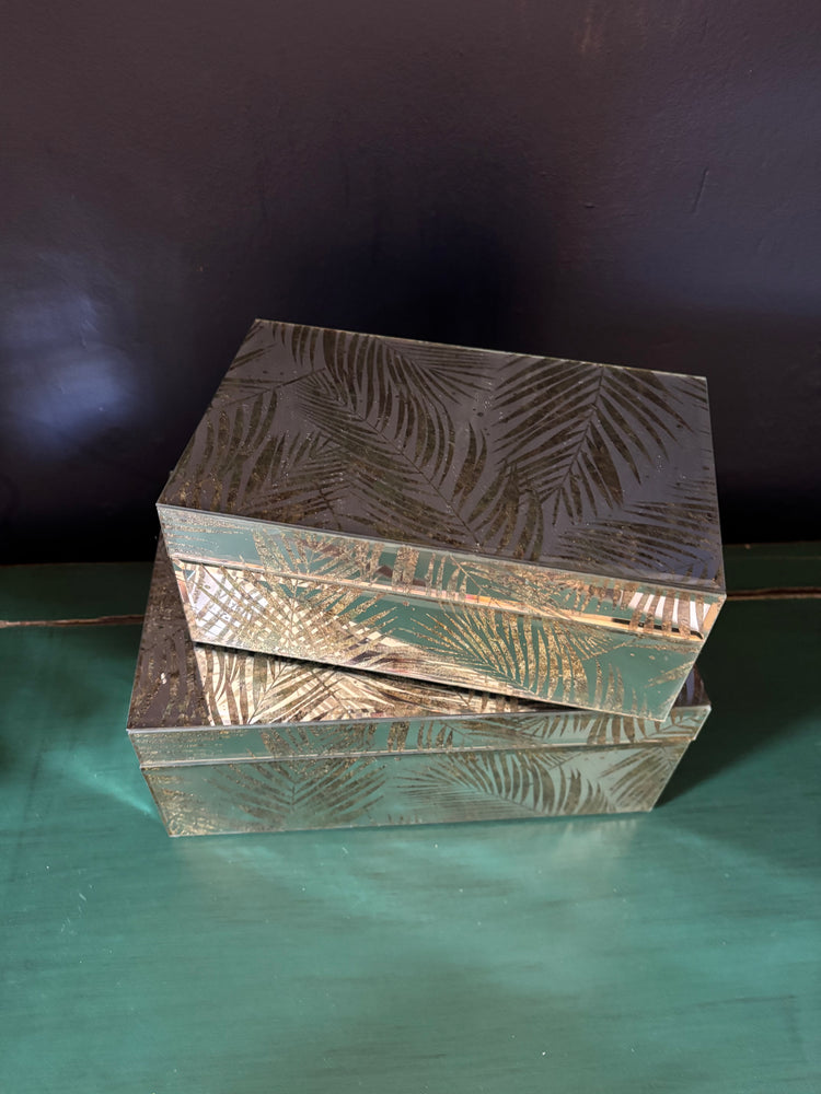 Set of 2 Mirrored Palm Jewellery Boxes