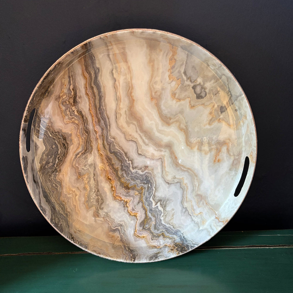 Rose Gold Marble Effect Tray