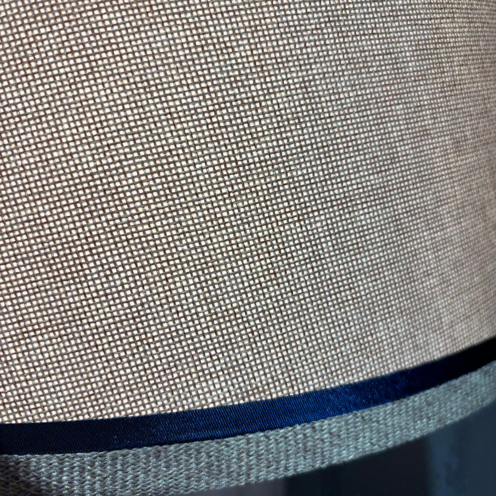 Shaped Lamp with Navy Border Shade