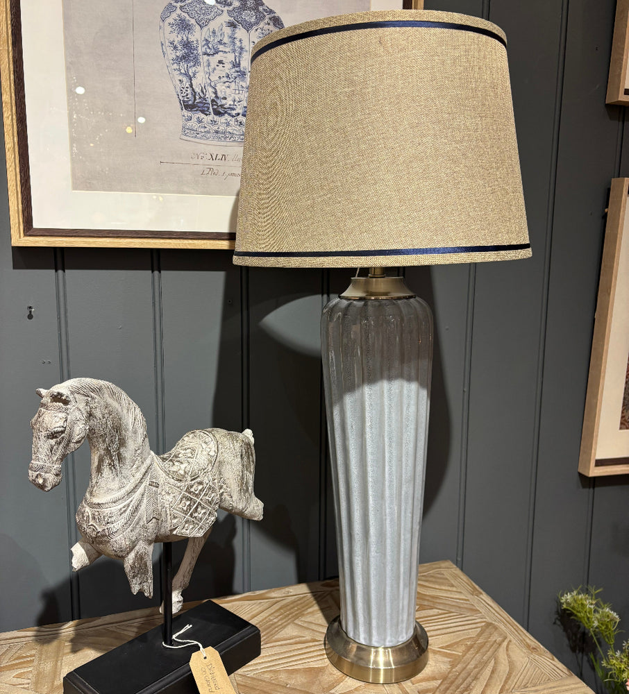 Shaped Lamp with Navy Border Shade