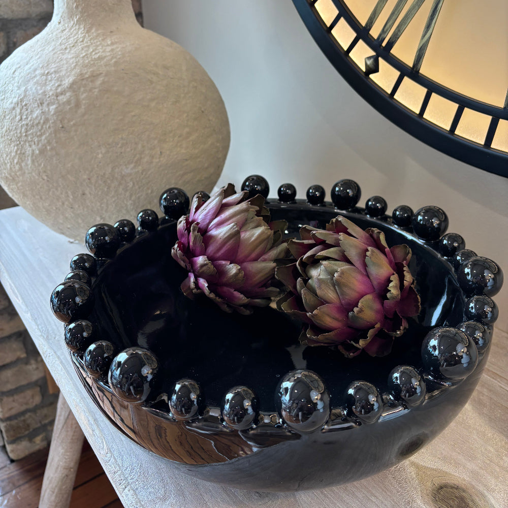 Ceramic Black Bobble Edged Bowl