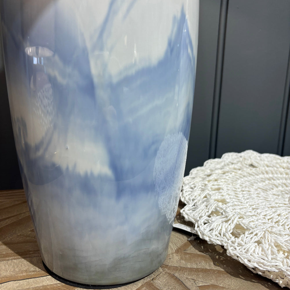 Hand Painted Wave Lamp with Linen Shade