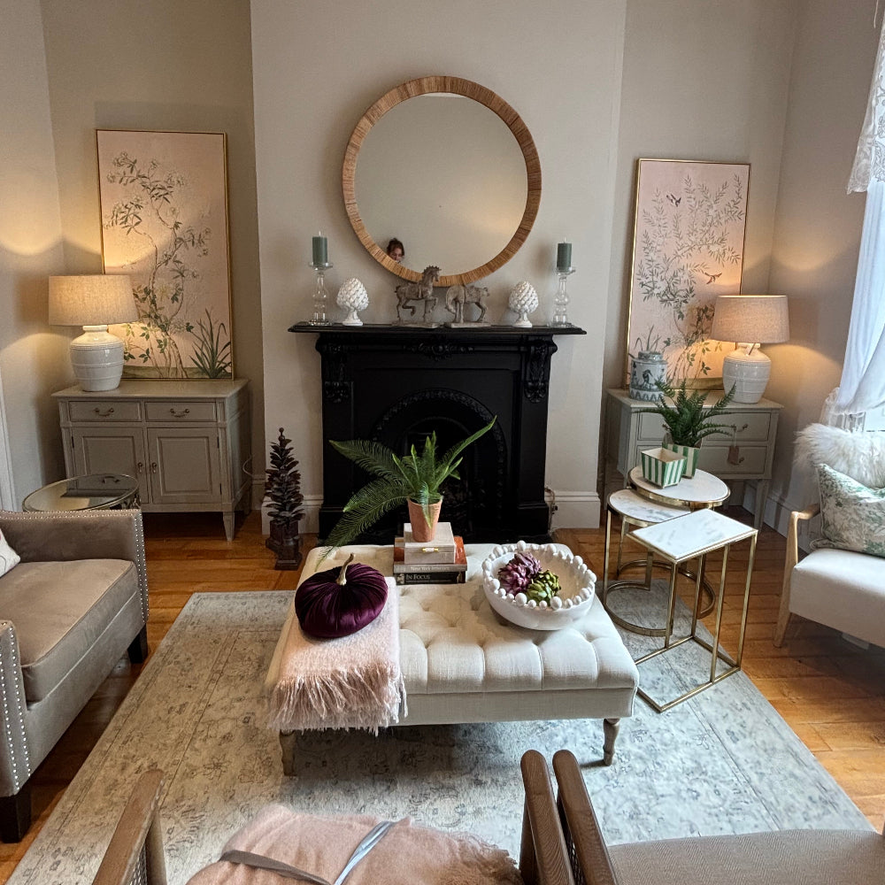 Set of 2 Soft Pink Chinoiserie Floral Pictures