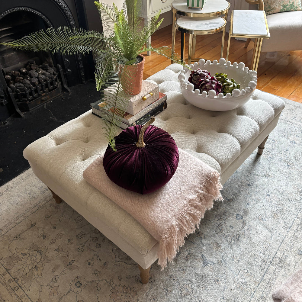 Aisling Beige Rectangular Linen Ottoman