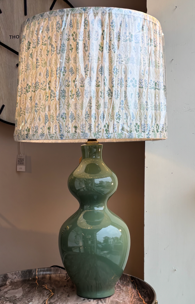 Olive Table Lamp with Floral Shade