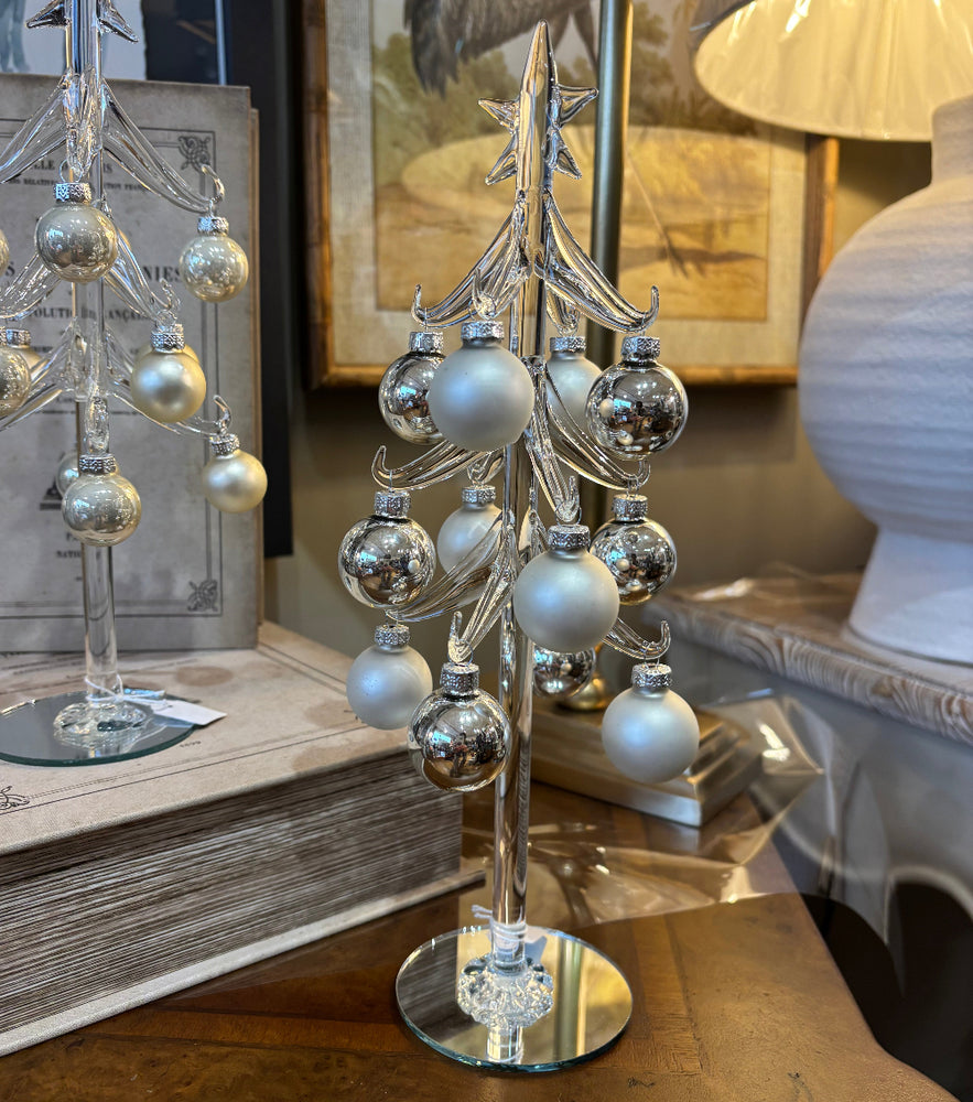 Silver and Pearl Ball Glass Tree