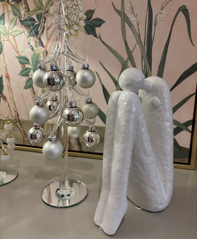 Silver and Pearl Ball Glass Tree