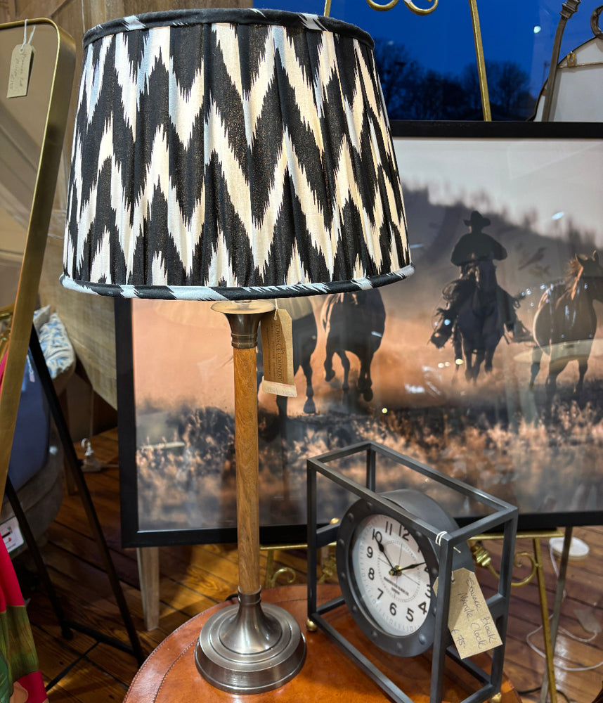 Slim Wooden Lamp with Ikat Shade