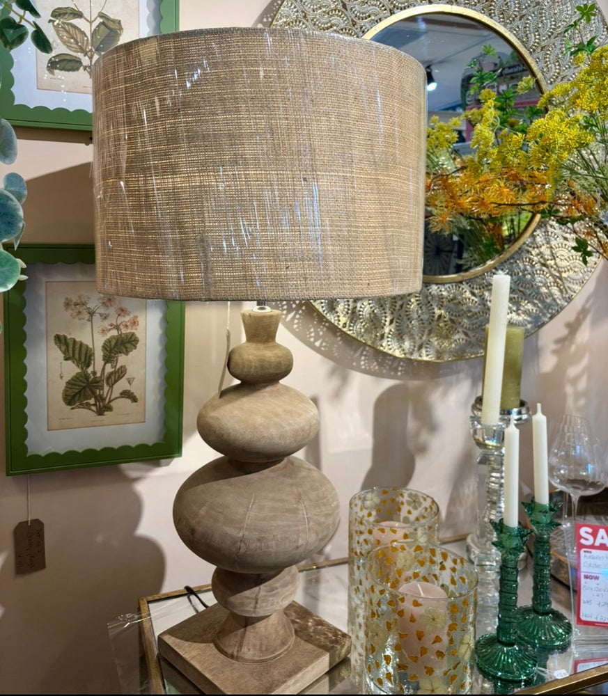 Maria Wooden Lamp w/Jute Shade