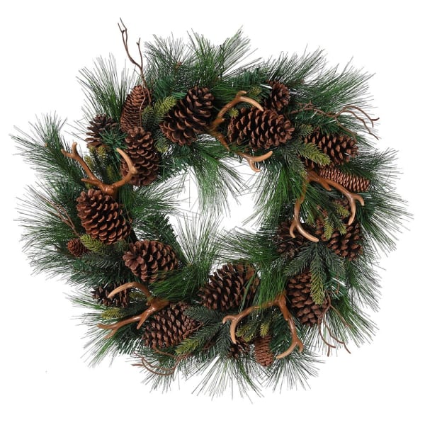 Pine Wreath with Pinecones & Antlers