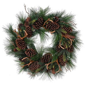 Pine Wreath with Pinecones & Antlers