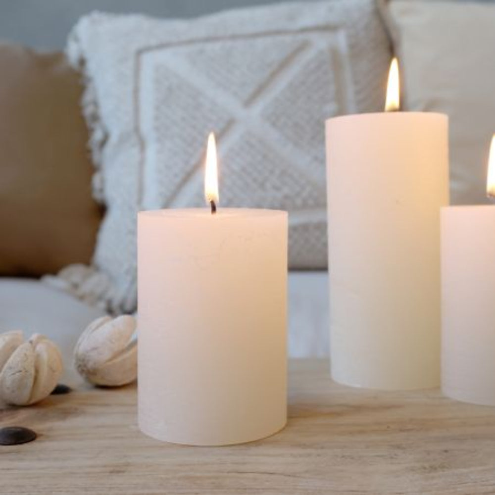 Macon Rustic Pillar Candle Cream Various Sizes