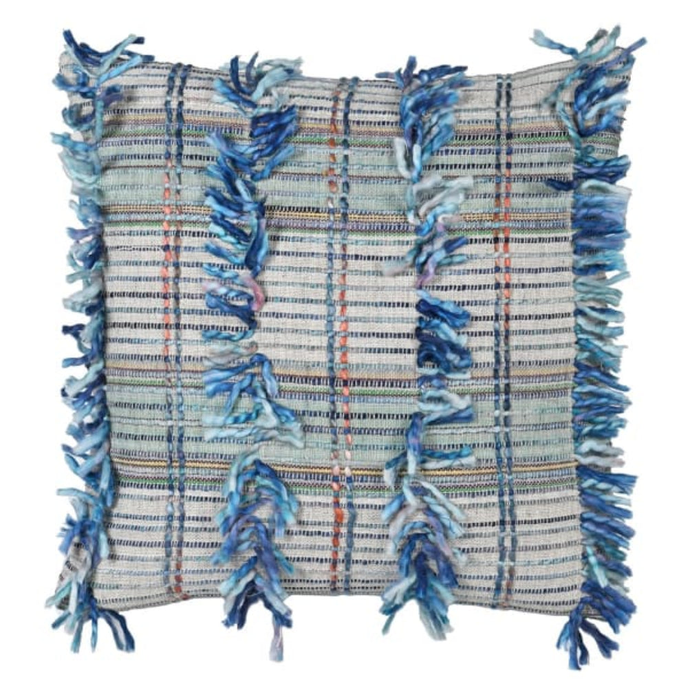 Maverick Blue Fringed Cushion Cover