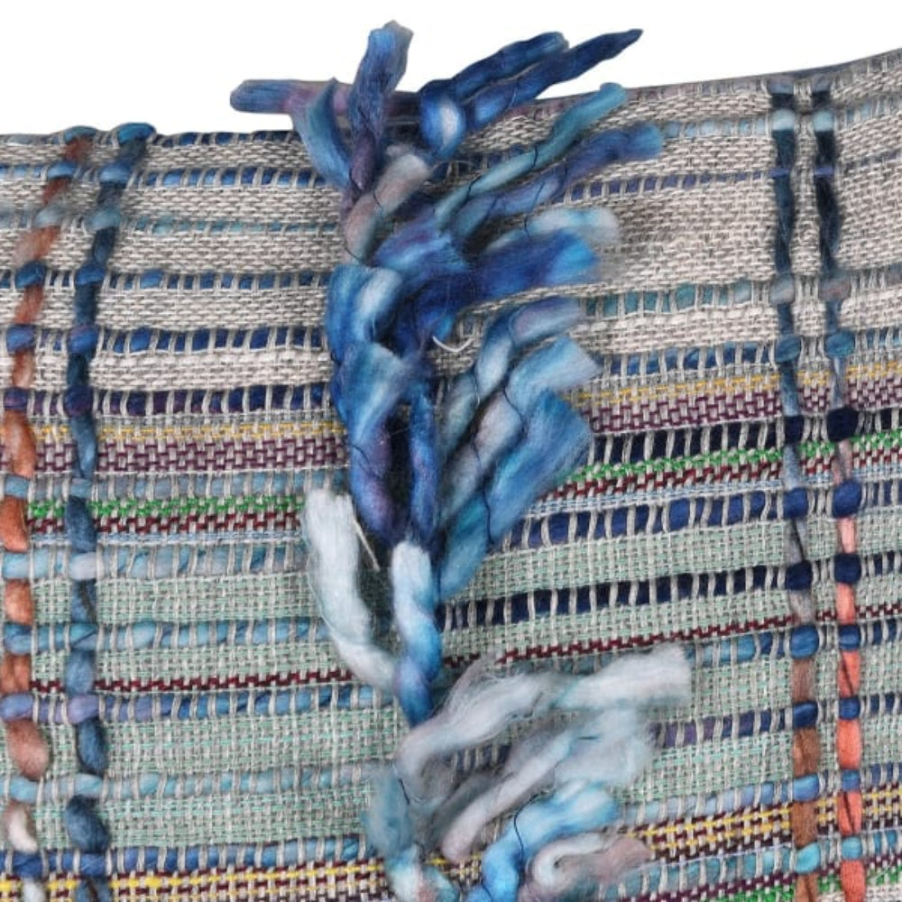 Maverick Blue Fringed Cushion Cover