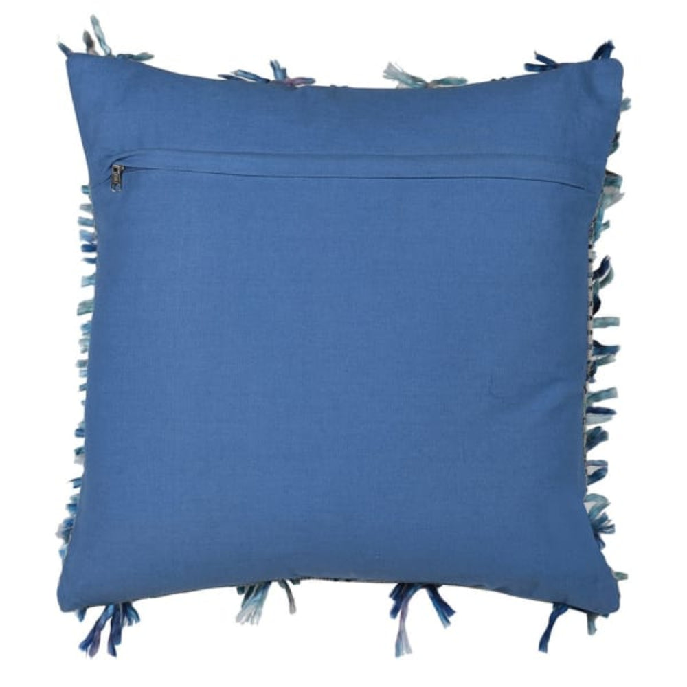 Maverick Blue Fringed Cushion Cover