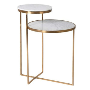 2 Tier Gold Marble Top Side Table