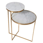 2 Tier Gold Marble Top Side Table