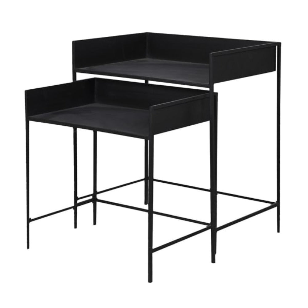 
            
                Load image into Gallery viewer, Set of 2 Black Metal Side Tables
            
        