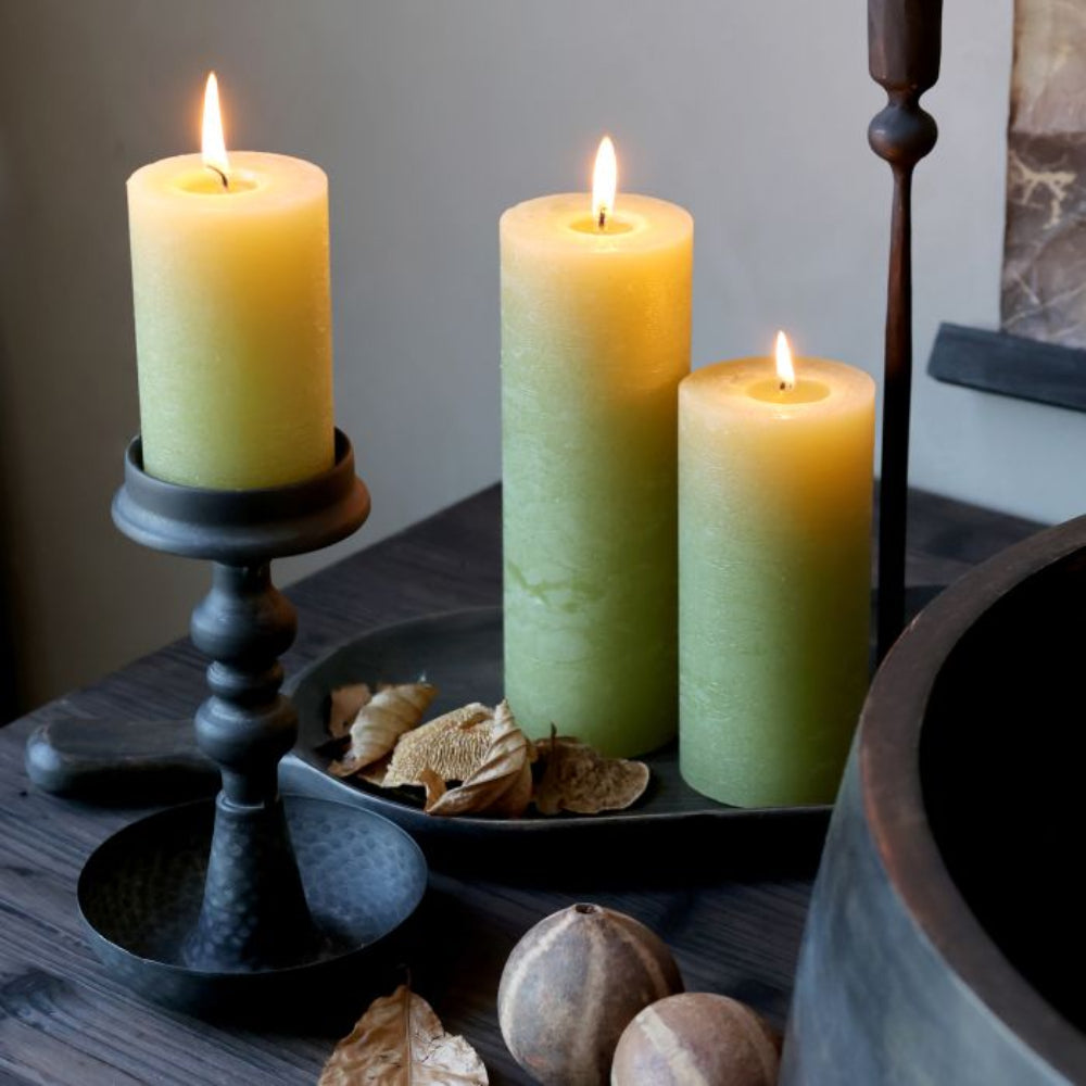 Macon Pillar Candle Rustic Moss
