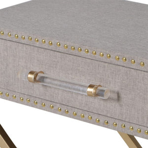 Gold Studded Linen Covered Side Table