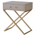 Gold Studded Linen Covered Side Table