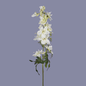 White Delphinium Spray with Leaves