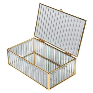 Ribbed Clear Glass Jewellery Box