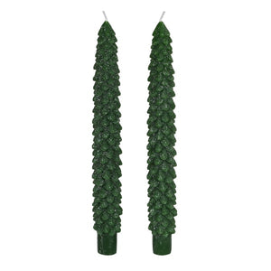 Set of 2 Emerald Tree Dinner Candles