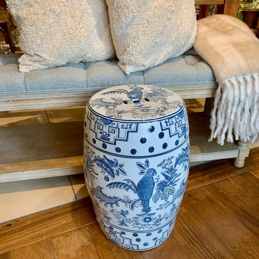 Blue Bird Ceramic Stool