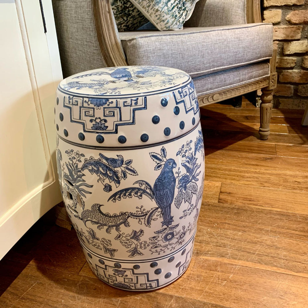 Blue Bird Ceramic Stool