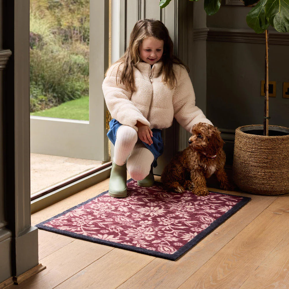 Paisley Floral Burgundy Washable Hug Rug