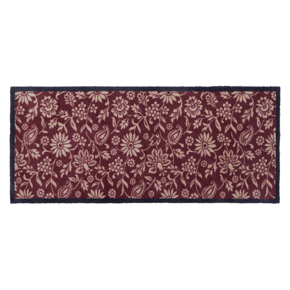 Paisley Floral Burgundy Washable Hug Rug