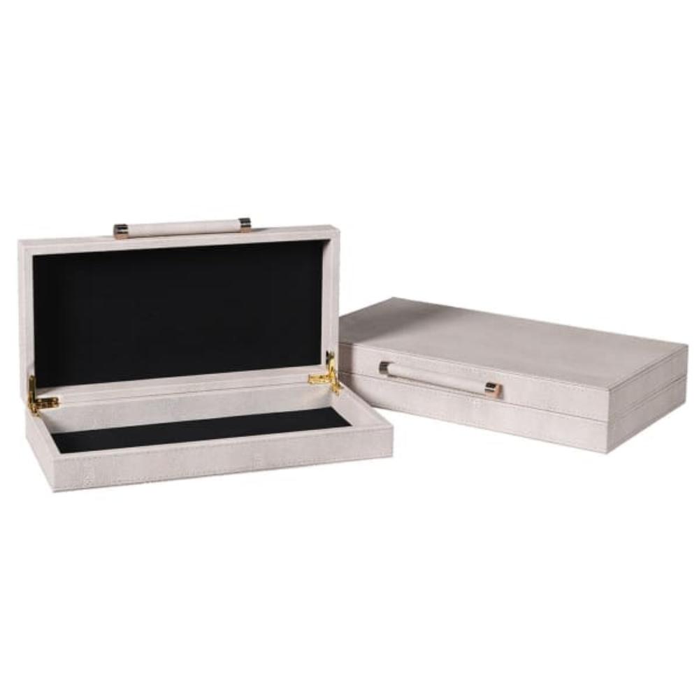 Ivory Faux Leather Storage Boxes