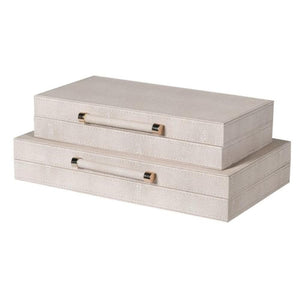 Ivory Faux Leather Storage Boxes