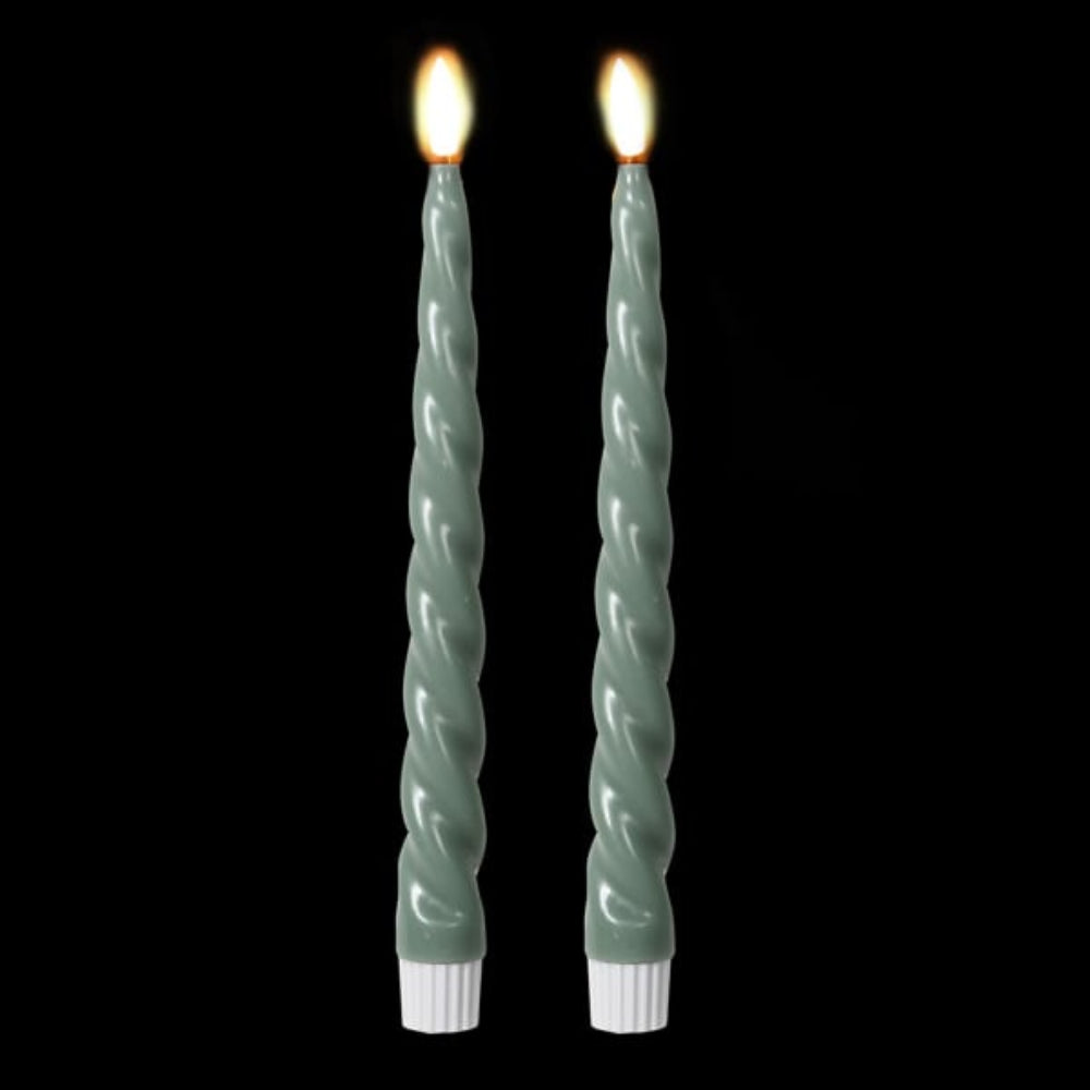 Set of 2 Twisted Sage LED Candles