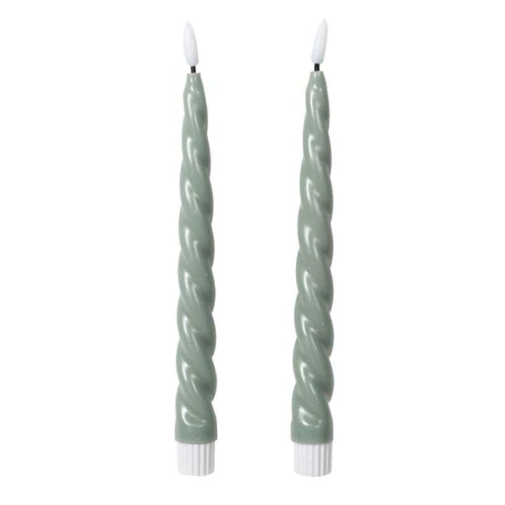Set of 2 Twisted Sage LED Candles