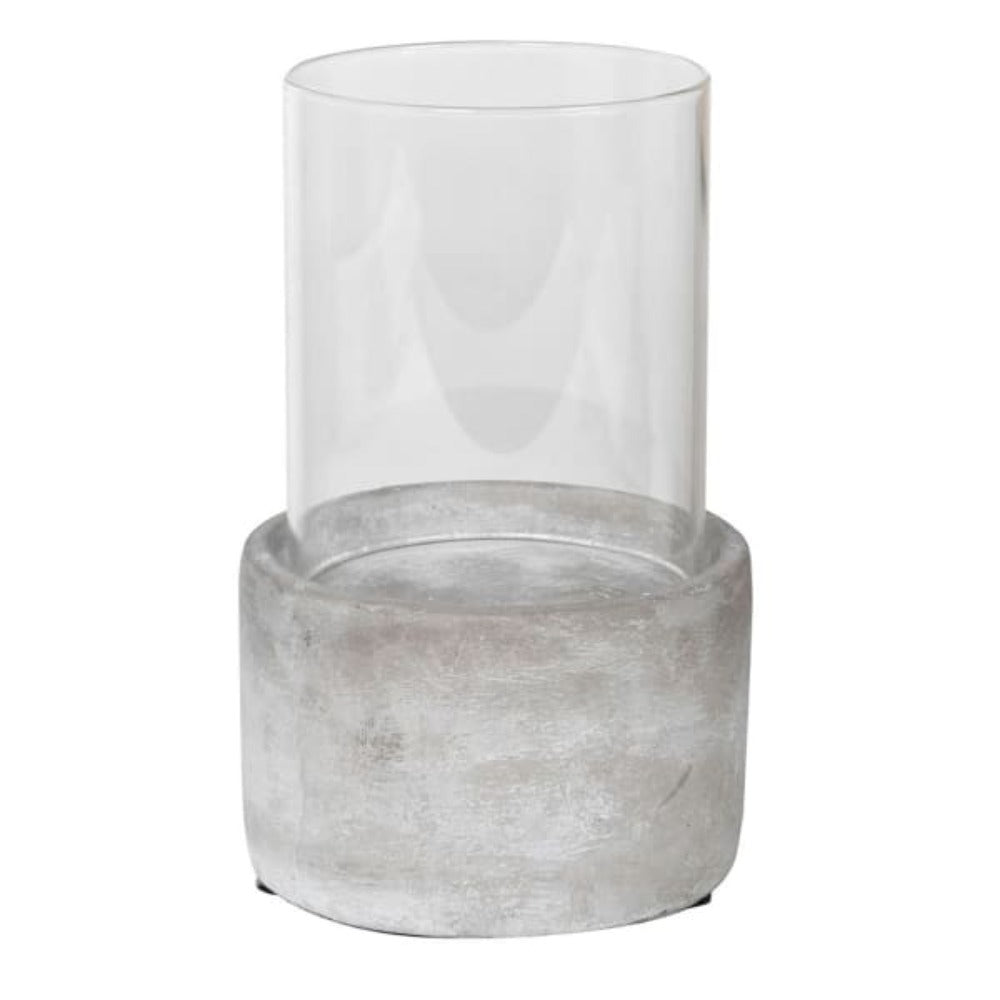 Glass Hurricane with Cement Base