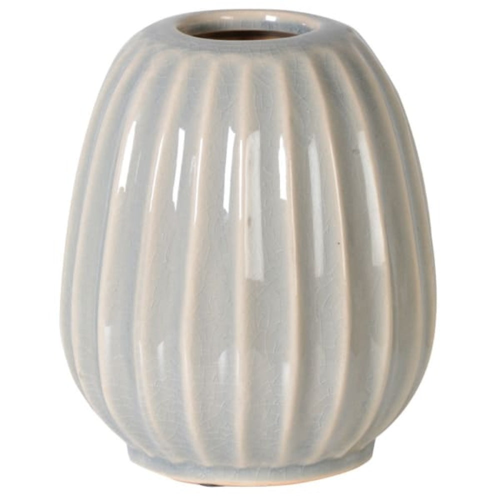 
            
                Load image into Gallery viewer, Large Soft Grey Ribbed Vase
            
        
