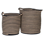 Set of 2 Cotton Woven Stripe Baskets
