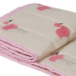 White and Pink Flamingo Bedspread