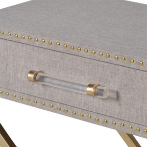 Studded Linen Covered Side Table