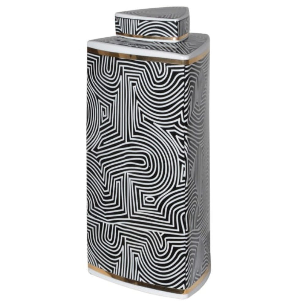 Large Black and White Op-art Tri Jar