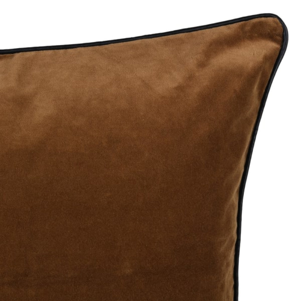 Brown Velvet Cushion with Piping