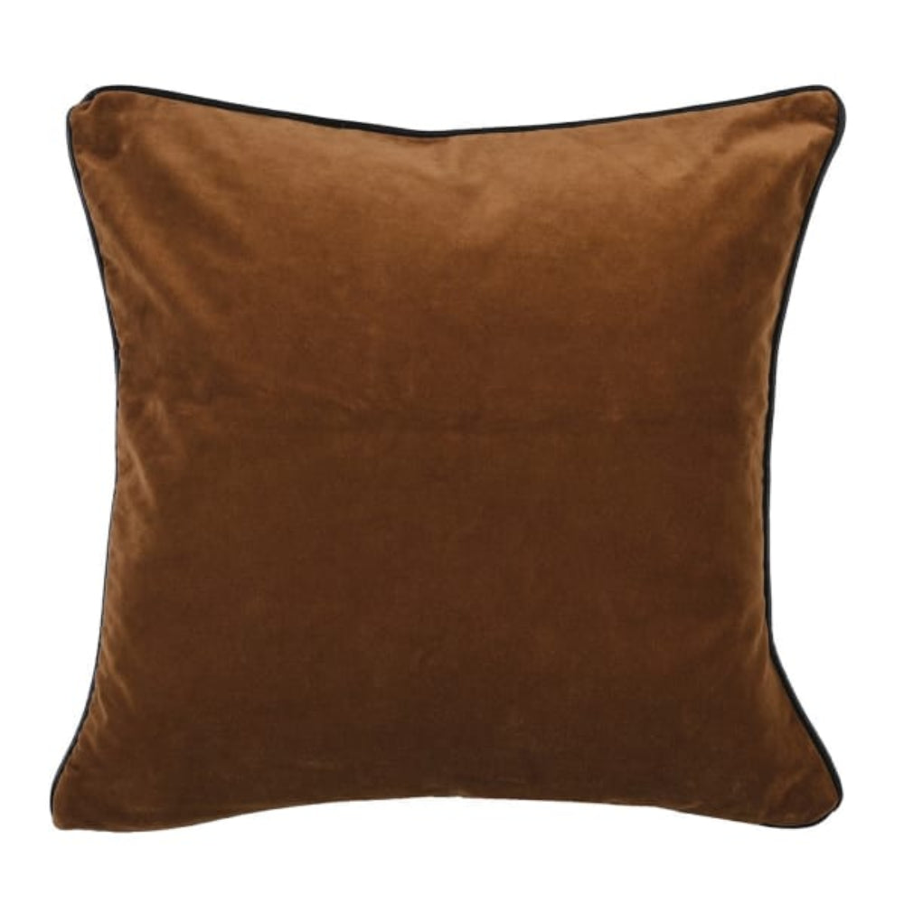 Brown Velvet Cushion with Piping