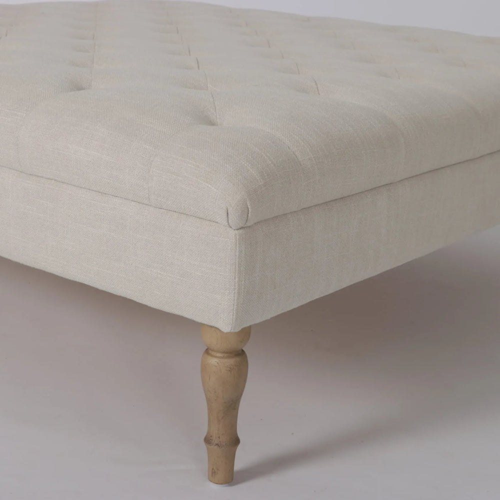 Arthur Square Beige Linen Ottoman