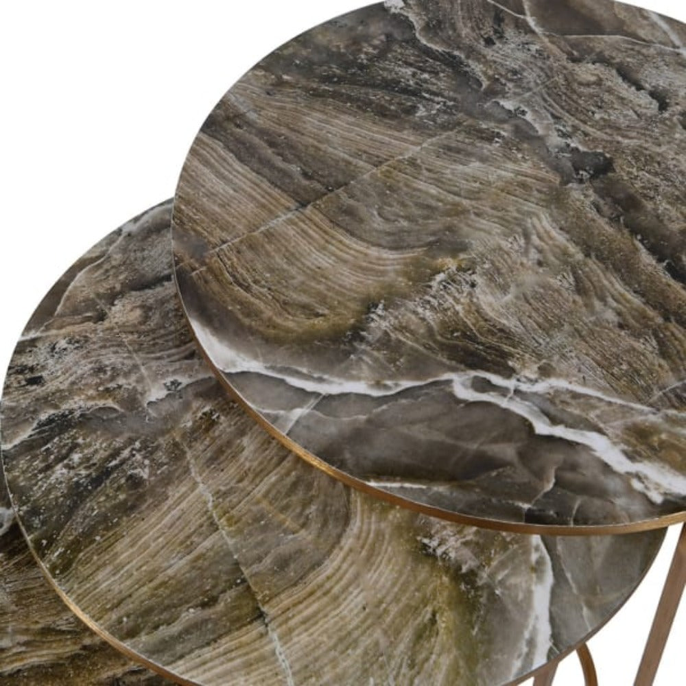 
            
                Load image into Gallery viewer, Gold Faux Marble Table Set of 3
            
        