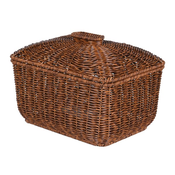 Faux Rattan Lidded Basket