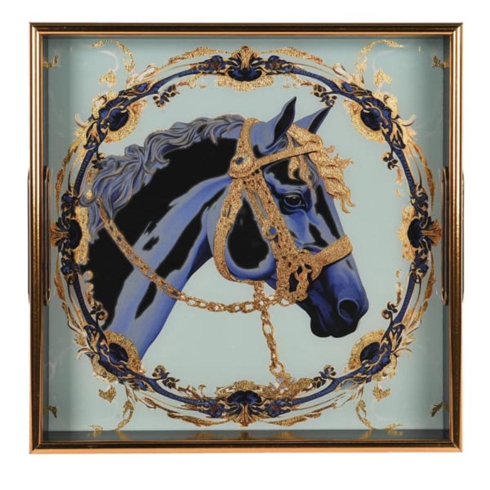 Antique Gold Horse Tray
